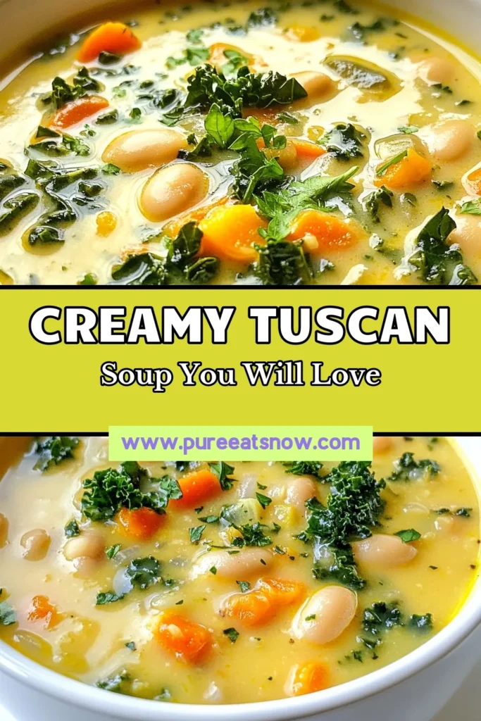 Savor the warmth of this creamy Tuscan white bean soup, the perfect vegan white bean soup recipe! Packed with nutrients, this healthy kale soup is not only delicious but easy to make. Enjoy the rich flavors of coconut milk soup with just a few simple ingredients. Ideal for a quick weeknight dinner, your taste buds will thank you! Try this easy vegetable soup recipe and share your love for wholesome meals. Save for later! #VeganRecipes #HealthyEating #SoupLovers #EasyDinnerIdeas