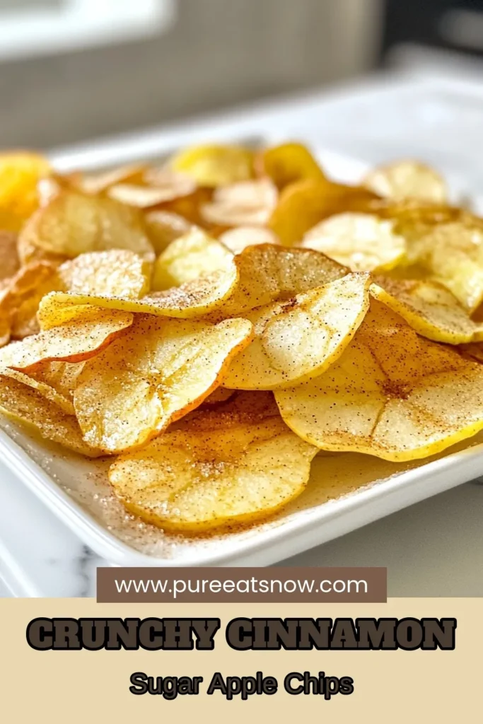 Indulge in the delight of homemade cinnamon sugar apple chips with this simple recipe! Our easy apple chip recipe takes just a few ingredients to create healthy apple snacks that are perfect for any occasion. Whether you enjoy baked apple slices on their own or as a crunchy topping, these cinnamon sugar apple chips are sure to please. Try this delicious treat today and savor the flavors! Save the recipe now! #CinnamonSugarAppleChips #HealthySnacks #AppleChips #EasyRecipes