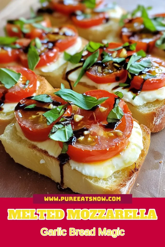 Savor the flavors of Italy with this delicious Caprese garlic bread! This mozzarella baguette recipe features a perfect blend of fresh mozzarella, tomatoes, and basil topped on easy garlic bread for a delightful appetizer. Ideal for gatherings, this baked Caprese bread is sure to impress! Follow the simple steps to create this mouthwatering treat. Don’t forget to save for your next party! #CapreseGarlicBread #EasyGarlicBread #ItalianAppetizer #BakedCapreseBread