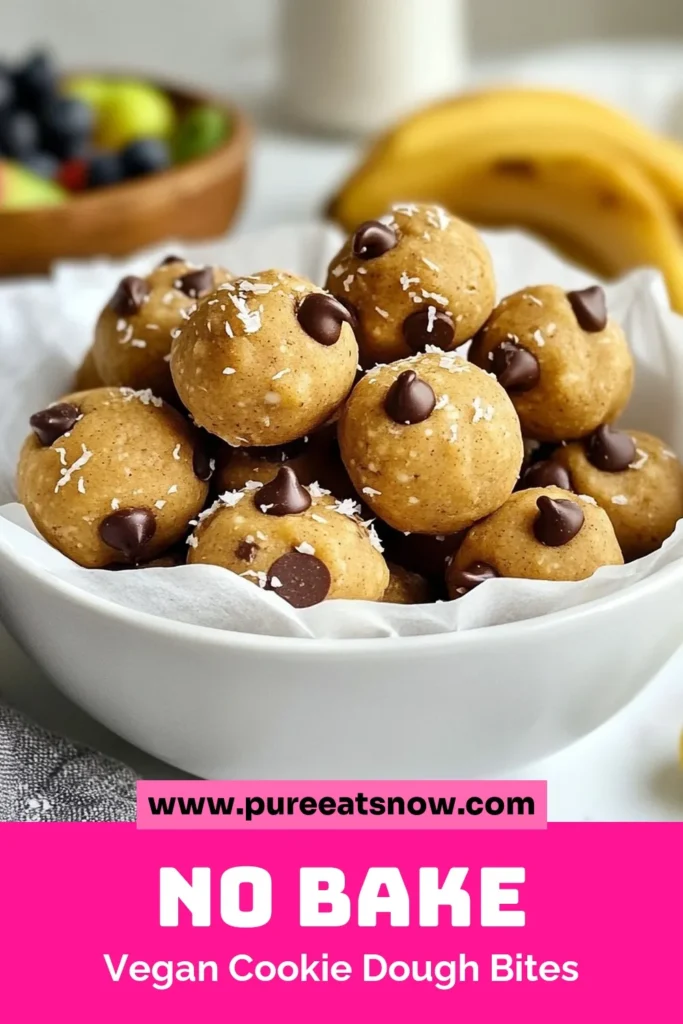 Indulge in these delicious vegan cookie dough bites, a perfect no-bake vegan treat that satisfies your sweet tooth. Made with almond flour, rolled oats, and vegan chocolate chips, these healthy chocolate chip snacks are an easy plant-based dessert recipe to whip up. Enjoy a guilt-free snack with just a few simple ingredients! Try these almond flour cookie bites today and save this recipe for a wholesome treat. #VeganTreats #HealthySnacks #PlantBased #DessertRecipe