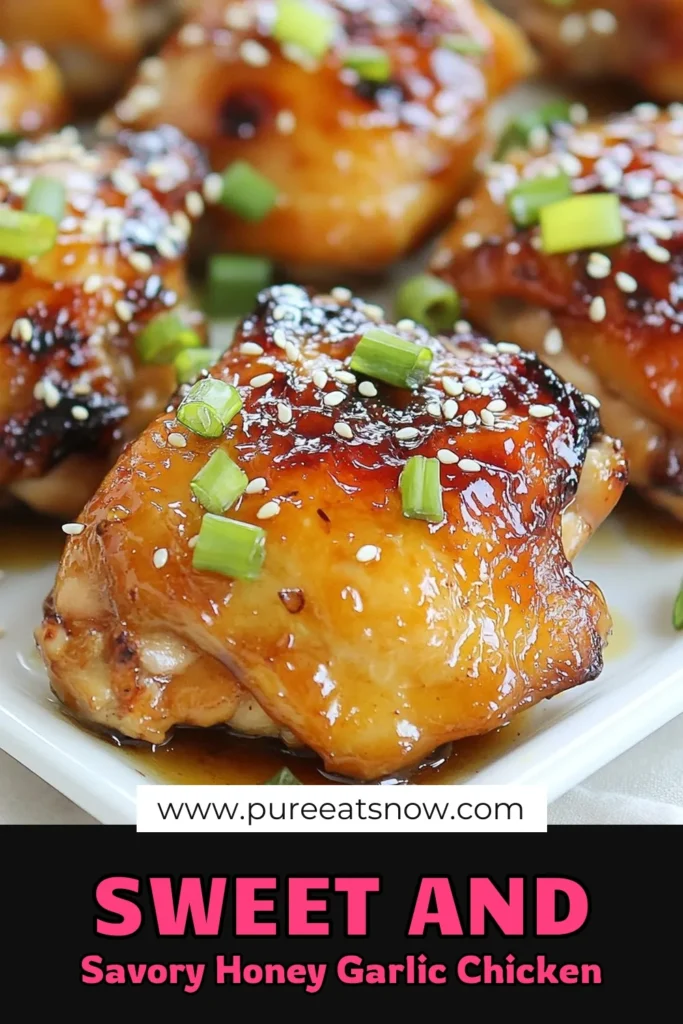 Discover how to make delicious honey garlic chicken thighs with this easy chicken thighs recipe! This baked chicken thighs marinade infused with garlic soy sauce gives an incredible flavor to your dinner. Perfect for an Asian-style chicken dinner, this recipe is quick and satisfying. Save and try this mouthwatering dish tonight for a family favorite! #HoneyGarlicChickenThighs #EasyChickenRecipe #AsianDinner #BakedChickenThighs
