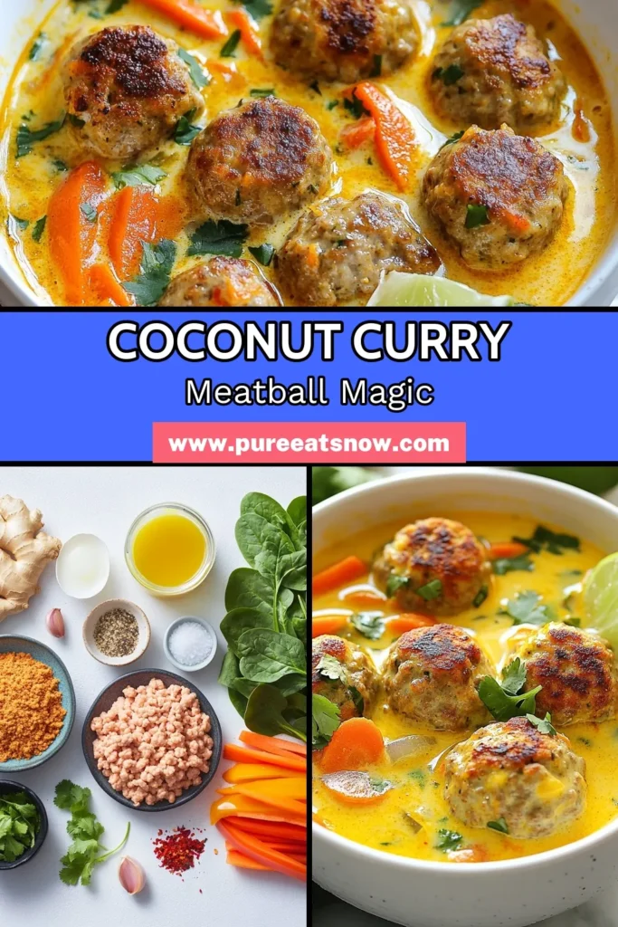 Savor the deliciousness of this Coconut Curry Meatball Soup, a healthy and quick meatball soup recipe that's perfect for any meal! Packed with ground chicken and bursting with coconut flavor, this healthy coconut curry soup is both comforting and nutritious. It's simple to make and full of vibrant veggies. Try this recipe today and invite your taste buds on a flavorful adventure! Save for later! #CoconutCurrySoup #MeatballSoupRecipe #GroundChickenCurry #HealthyCoconutCurry