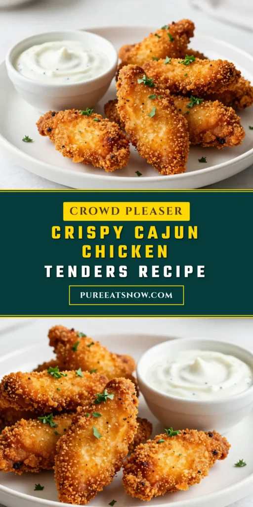 Craving something delicious? Try these Spicy Cajun Chicken Tenders! This crispy chicken tenders recipe features buttermilk marinated chicken tenders coated in a flavorful mix of fried chicken tenders with Cajun seasoning. They're perfect for a quick meal or party snack. Easy spicy chicken tenders that are sure to impress! Save this recipe and bring the heat to your dinner table. #SpicyCajunChickenTenders #CrispyChickenTenders #EasySpicyChickenTenders #ChickenRecipes