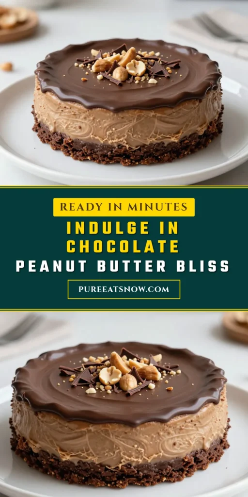 Indulge in this irresistible Chocolate Peanut Butter Cheesecake, the ultimate decadent cheesecake recipe! This no-bake cheesecake with chocolate combines rich cream cheese and creamy peanut butter for a delightful dessert. Perfect for any occasion, this cream cheese dessert recipe is sure to impress. Try this easy Peanut Butter dessert idea today and wow your guests! Save this recipe for your next sweet craving! #ChocolatePeanutButterCheesecake #NoBakeCheesecake #DessertIdeas #CheesecakeRecipe