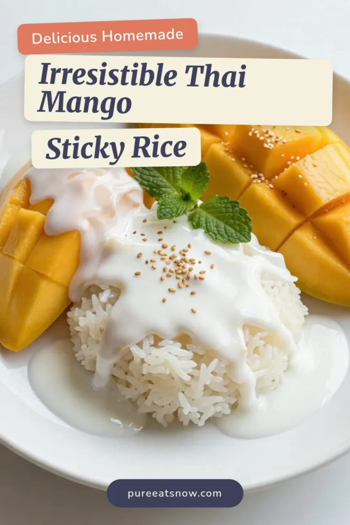 Discover the delightful world of Thai Mango Sticky Rice with this easy mango sticky rice recipe! This coconut sticky rice dessert features glutinous rice perfectly paired with ripe mangoes and a creamy coconut sauce. Perfect for any occasion, this Thai dessert recipe is a must-try for anyone who loves exotic flavors. Save this recipe for a delicious treat that&rsquo;s sure to impress! #ThaiMangoStickyRice #CoconutStickyRiceDessert #EasyMangoStickyRice #ThaiDessertRecipes