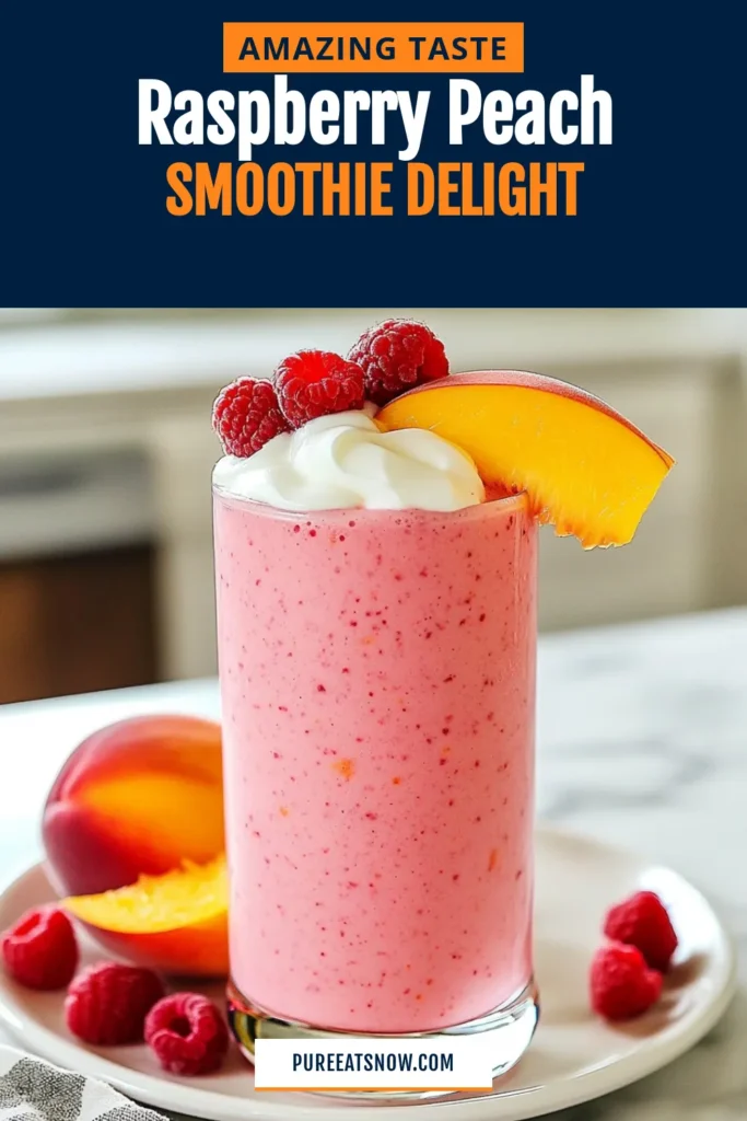 Looking for a refreshing and nutritious option? Try this raspberry peach smoothie! This healthy fruit smoothie recipe combines fresh raspberries, ripe peaches, and creamy Greek yogurt for a delicious peach and raspberry drink that&rsquo;s perfect any time of day. In just 10 minutes, you can enjoy a quick smoothie recipe that&rsquo;s packed with flavor. Don&rsquo;t miss out&mdash;save this recipe and make your healthy lifestyle even sweeter! #SmoothieRecipe #HealthyEating #FruitSmoothie #BreakfastIdeas