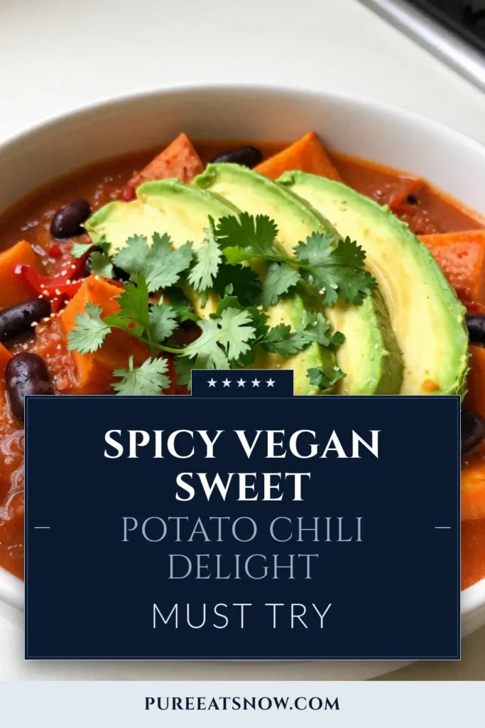 Looking for a delicious and hearty meal? Try this spicy vegan sweet potato chili recipe! Packed with nutrients, this gluten-free chili recipe features sweet potatoes, black beans, and a medley of spices for an explosion of flavor. It's perfect for meal prep or a cozy dinner night. Enjoy healthy chili recipes that everyone will love! Save this vegan chili recipe for your next meal. #VeganChili #HealthyRecipes #SweetPotatoChili #GlutenFreeChili