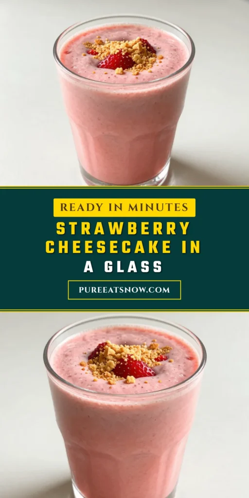 Indulge in this delicious strawberry cheesecake smoothie that's bound to impress! This creamy strawberry smoothie recipe combines fresh strawberries, cream cheese, and Greek yogurt for a healthy strawberry smoothie treat. It's the perfect easy cheesecake smoothie for a quick breakfast or snack. Enjoy this delightful blend and savor every sip! Save this recipe for later and share your version! #StrawberryCheesecakeSmoothie #HealthySmoothie #SmoothieRecipe #GreekYogurtSmoothie