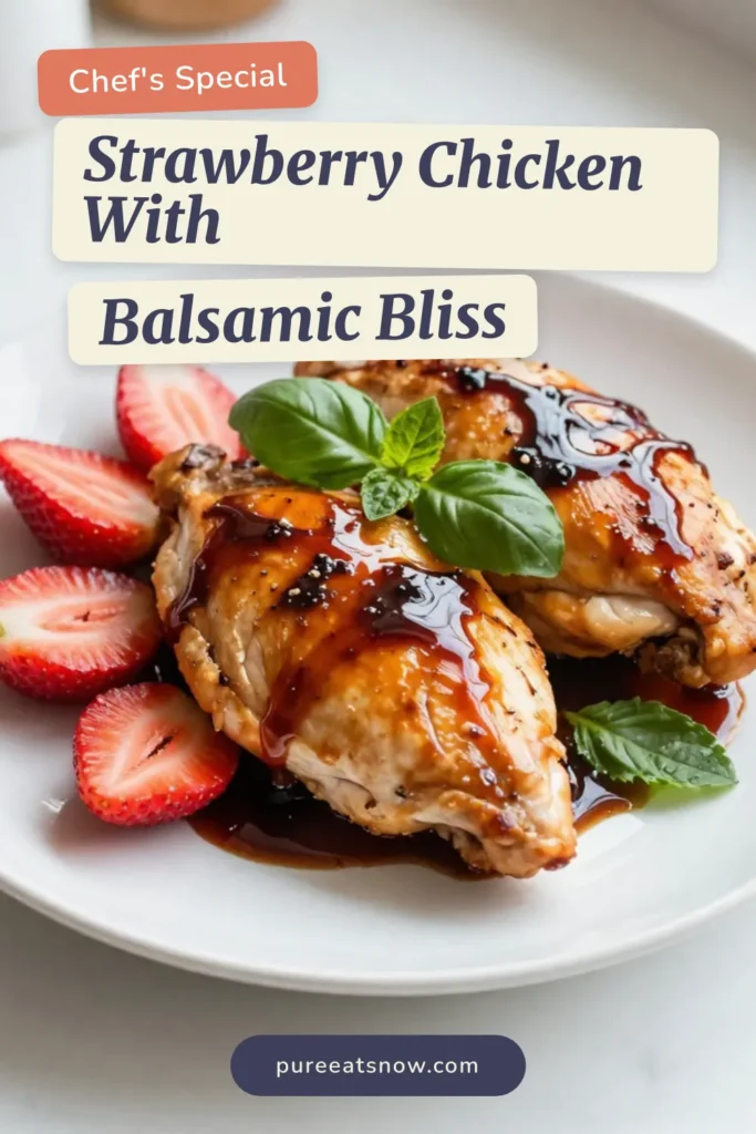 Discover a delightful twist on dinner with Balsamic Strawberry Chicken! This easy chicken dinner combines juicy chicken breasts, fresh strawberries, and a rich balsamic chicken glaze for a healthy meal that everyone will love. Perfect for adding to your strawberry chicken salad or serving on its own, this recipe is a must-try. Save this healthy chicken recipe for a tasty weeknight treat. Enjoy! #BalsamicStrawberryChicken #HealthyChickenRecipes #EasyChickenDinner #StrawberryChickenSalad