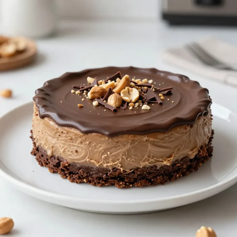 For this rich and tasty treat, you will need: - 1 ½ cups chocolate cookie crumbs - ½ cup unsalted butter, melted - 16 oz cream cheese, softened - 1 cup creamy peanut butter - 1 cup powdered sugar - 1 teaspoon vanilla extract - 1 cup heavy whipping cream - 4 oz semi-sweet chocolate, melted and cooled Each of these ingredients plays a key role in creating the creamy, rich texture of the cheesecake. The chocolate cookie crumbs give the crust a delightful crunch. The cream cheese and peanut butter blend to create a smooth, velvety filling. To make this cheesecake even more special, consider adding: - ¼ cup crushed peanuts (for garnish) - Chocolate shavings (for garnish) These garnishes add a nice crunch and a touch of elegance. They also enhance the flavor and visual appeal of your cheesecake. If you need to make swaps, here are some ideas: - Instead of chocolate cookie crumbs, use graham cracker crumbs for a different crust flavor. - You can replace unsalted butter with coconut oil for a dairy-free option. - For a lighter version, try using low-fat cream cheese. - If you prefer, use almond butter or cashew butter in place of peanut butter. These substitutions can help you adapt the recipe to your taste or dietary needs, while still keeping it delicious. {{ingredient_image_1}} First, preheat your oven to 325°F (160°C). In a mixing bowl, combine 1 ½ cups of chocolate cookie crumbs and ½ cup of melted unsalted butter. Mix them until the crumbs are fully coated. This step is key for a tasty base. Press the mixture firmly into the bottom of a 9-inch springform pan. Bake this crust for 10 minutes, then let it cool completely. In a large mixing bowl, take 16 oz of softened cream cheese. Beat it until smooth. Next, add 1 cup of creamy peanut butter. Mix it well until fully blended. This combination gives your cheesecake a rich flavor. Then, add 1 cup of powdered sugar and 1 teaspoon of vanilla extract. Beat this mixture until it is fluffy and well mixed. In a separate bowl, whip 1 cup of heavy whipping cream until it forms stiff peaks. Gently fold the whipped cream into the peanut butter mixture. Make sure no white streaks remain. This will make your cheesecake light and airy. Pour half of the cheesecake filling over the cooled crust. Spread it evenly. Drizzle half of the melted chocolate over this layer. Use a knife to swirl it in for a marbled look. Then, add the rest of the cheesecake filling on top. Smooth the surface out. Drizzle the remaining chocolate on top and swirl again. For the best results, refrigerate the cheesecake for at least 4 hours or overnight. Once it sets, carefully remove the sides of the springform pan. Before serving, sprinkle ¼ cup of crushed peanuts and chocolate shavings on top for extra texture and a beautiful finish. To get that creamy and smooth texture, use softened cream cheese. Cold cream cheese makes lumps. Mix until it is fluffy and well-blended. Whipping the heavy cream to stiff peaks adds fluffiness. Be gentle when folding the whipped cream into the peanut butter mix. This keeps the air in, making the cheesecake light. One big mistake is rushing the chilling time. The cheesecake needs at least four hours to set. If you cut it too soon, it will be messy. Another common error is not mixing the ingredients well. This can lead to lumps and uneven flavor. Lastly, avoid overbaking the crust. It should be just firm enough, but not hard. For a stunning look, sprinkle crushed peanuts on top before serving. This adds a nice crunch. Use chocolate shavings to make it extra special. You can also drizzle extra melted chocolate on the plate. Serve slices with a dollop of whipped cream or a scoop of ice cream for a treat. Pro Tips Use Room Temperature Ingredients: Ensure your cream cheese and peanut butter are at room temperature for a smoother filling. This helps achieve a creamy texture without lumps. Chill the Cheesecake Properly: For best results, allow the cheesecake to chill overnight. This ensures it sets perfectly and allows the flavors to meld together beautifully. Swirl Technique: When swirling the chocolate into the cheesecake filling, use a knife or a toothpick to create a beautiful marbled effect. Don’t overdo it; a few swirls are enough! Garnish Just Before Serving: To keep the crushed peanuts and chocolate shavings crunchy, add them right before serving. This keeps the garnish fresh and adds a delightful texture contrast. {{image_2}} If you want a gluten-free cheesecake, use gluten-free cookie crumbs for the crust. Many brands offer these crumbs. Just check the label to be sure. They will work just as well as regular crumbs. You can still enjoy the same rich flavor without the gluten. You can mix in flavors to make this cheesecake your own. Try adding chocolate chips to the filling for extra chocolatey goodness. You could also drizzle caramel on top before serving. The sweet and salty mix of caramel and peanut butter is amazing. For a fun twist, consider adding a dash of espresso powder to enhance the chocolate flavor. This cheesecake tastes great on its own, but you can make it even better. Serve it with a scoop of vanilla ice cream. The cold ice cream pairs well with the rich cheesecake. You can also add fresh fruit like strawberries or bananas. The fruit adds a fresh taste and a nice color to the plate. To keep your Chocolate Peanut Butter Cheesecake fresh, store it in the fridge. Use an airtight container or cover the cheesecake with plastic wrap. I always place a piece of parchment paper between the wrap and the cheesecake. This keeps it from sticking to the top. If you do not have a container, I suggest using a cake dome. This method helps keep the cheesecake moist and tasty. When stored properly, the cheesecake lasts about five to seven days in the fridge. Just make sure to check for any changes in smell or texture. If you notice anything off, it’s best to throw it out. You want to enjoy this treat at its best! You can freeze this cheesecake if you want to save it for later. Start by slicing it into portions. Wrap each slice tightly in plastic wrap, then place them in a freezer bag. Make sure to remove as much air as possible. The cheesecake can stay fresh in the freezer for up to three months. When you're ready to enjoy it, just thaw it in the fridge overnight. This method helps keep the flavor and texture intact! Yes, you can make this cheesecake in advance. It tastes even better after a day in the fridge. Just cover it well with plastic wrap or foil. This keeps it fresh and helps the flavors blend. You will know the cheesecake is set when the edges look firm. The center should still have a slight jiggle. After chilling for at least four hours, check for this. If it moves too much, it needs more time. If you want a substitute for cream cheese, try Greek yogurt. It gives a nice tang and creamy texture. You can also use mascarpone cheese for a richer flavor. Just remember, the taste may change slightly. This blog covered everything you need for a great chocolate peanut butter cheesecake. We explored ingredients, from the main components to tasty garnishes. I shared step-by-step instructions to help you make it right. Tips and tricks ensured you avoid mistakes and get the perfect texture. You also learned fun variations to suit your taste. Remember to store it properly so it stays fresh. With these ideas, you can create a delicious dessert that will impress everyone. Enjoy the process and your treat!